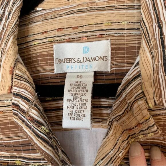 Vintage Brown Stripe Shirt Jacket Draper’s Damon’s - Picture 4 of 6
